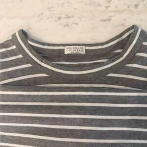 Brunello Cucinelli Charcoal and White Striped Dress